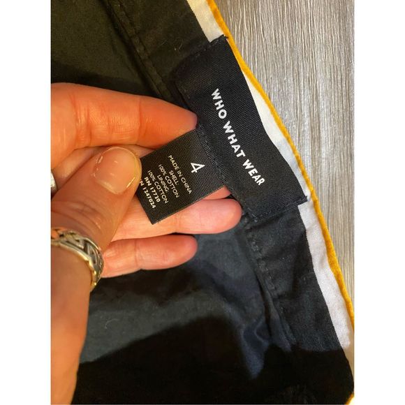 Who What Wear Yellow, Black, White Striped Ruffled Hem Tie Wrap Midi Skirt, Sz 4 - Picture 7 of 9